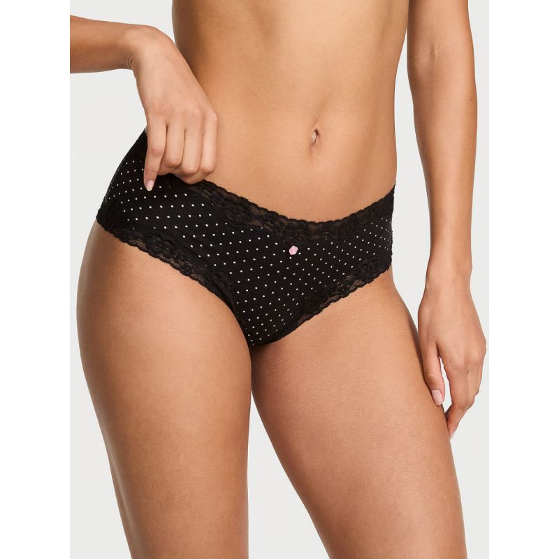Трусики Cotton Lace-Waist Cheeky Panty Black Dots