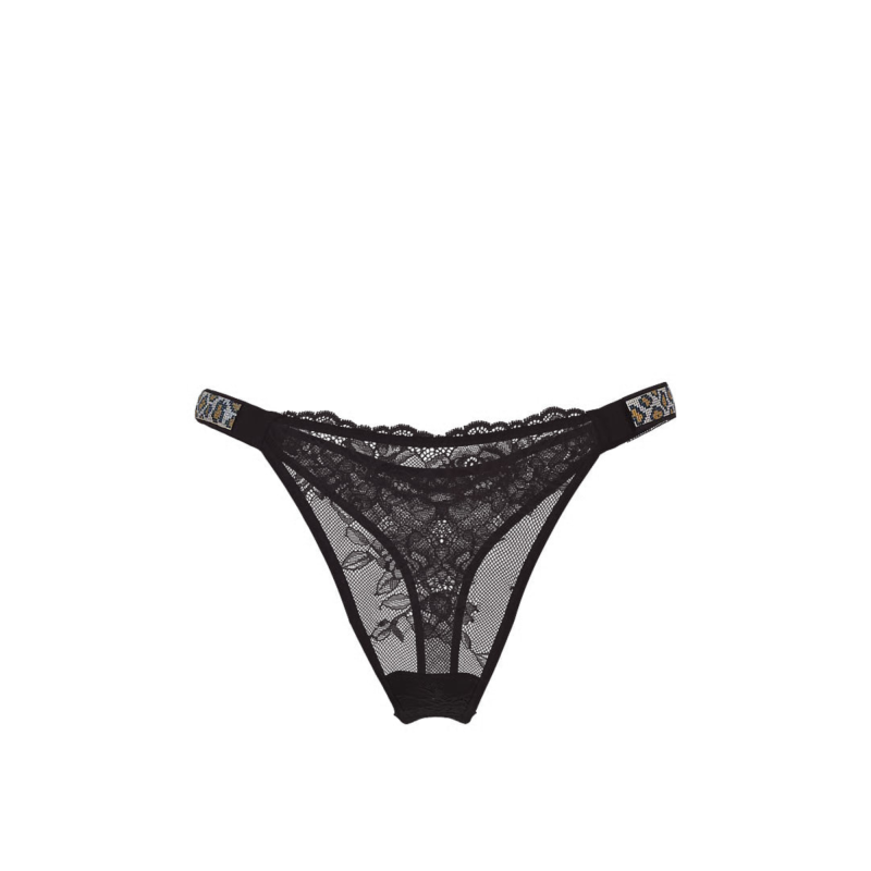 Трусики Shine Strap Lace Thong Panty Dark Brown