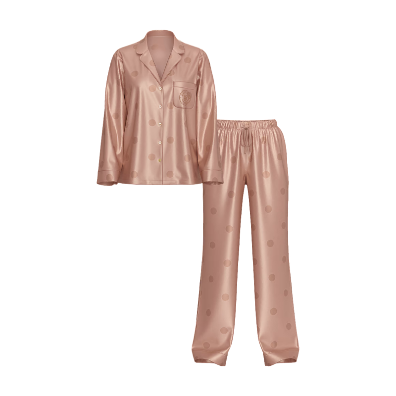 Піжама сатинова Glazed Satin Long Pajama Set Beige