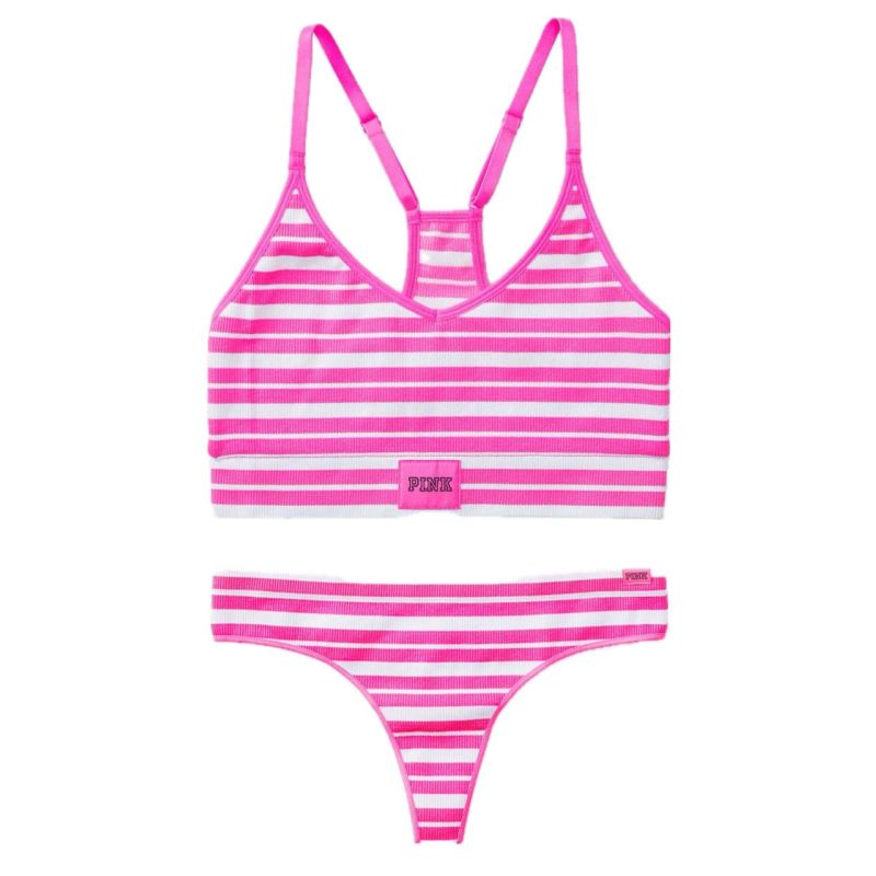 Комплект Seamless Racerback Bra & Thong Panty Pink Stripe