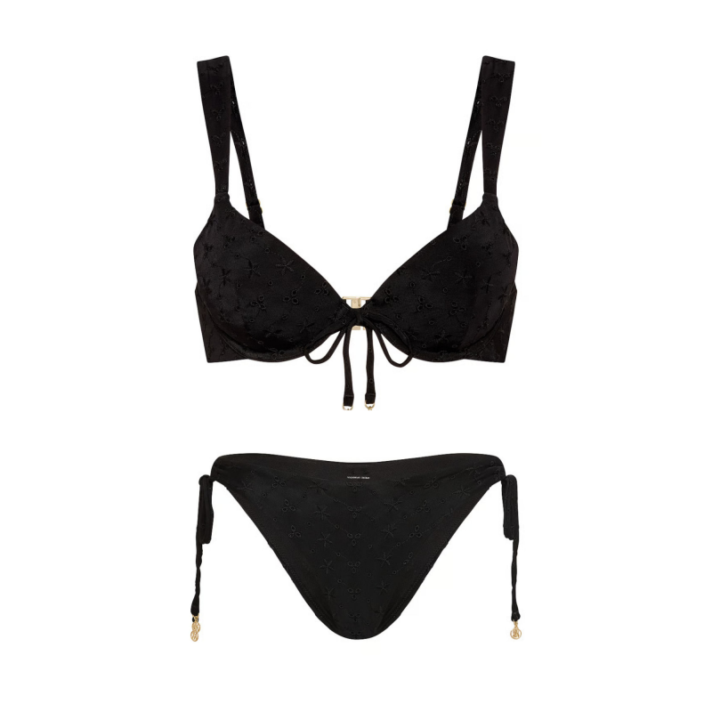 Купальник Eyelet Tie-Front Push-Up Bikini Top Bikini Bottom