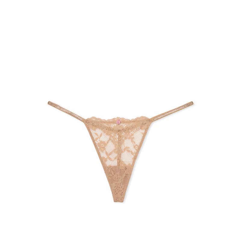 Трусики Dream Angels Twinkle Strap Lace V-String Panty Praline