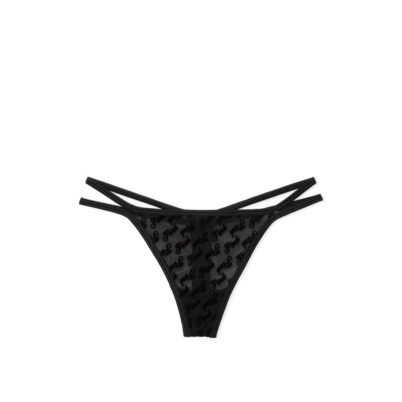 Трусики Logo Mesh Strapy Thong Panty Black