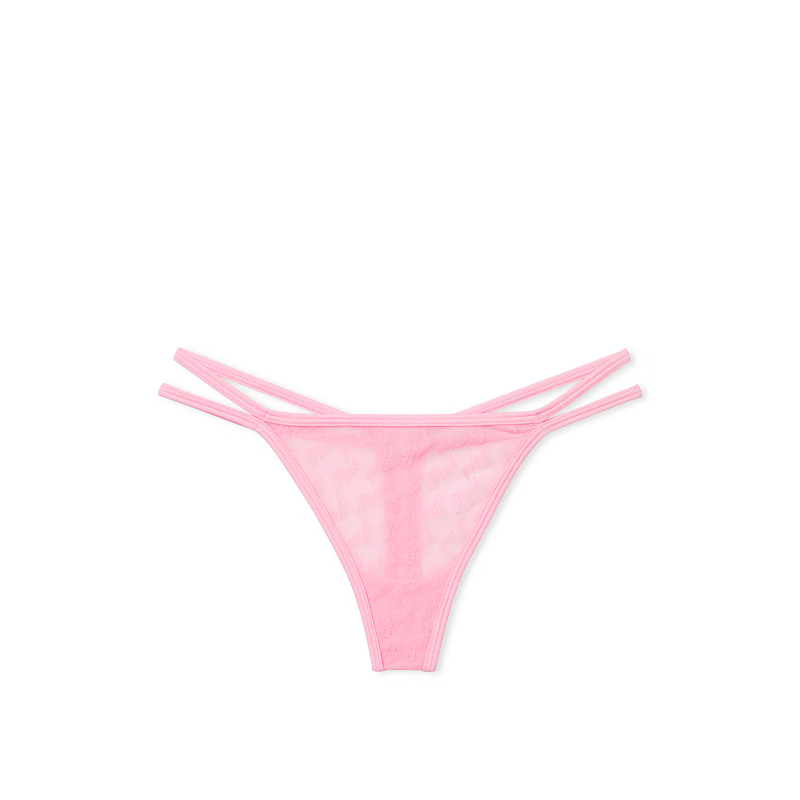 Трусики Logo Mesh Strapy Thong Panty Pink Bubble