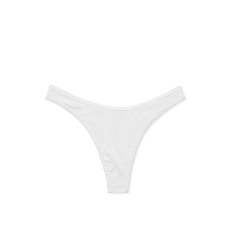 Трусики PINK Cotton High-Leg Thong Panty White