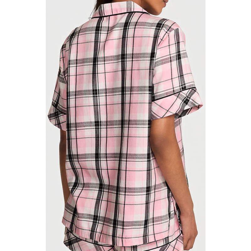 Піжама Flannel Short Pajama Set Coconut White/Black White Gold Lurex Yd Plaid VS