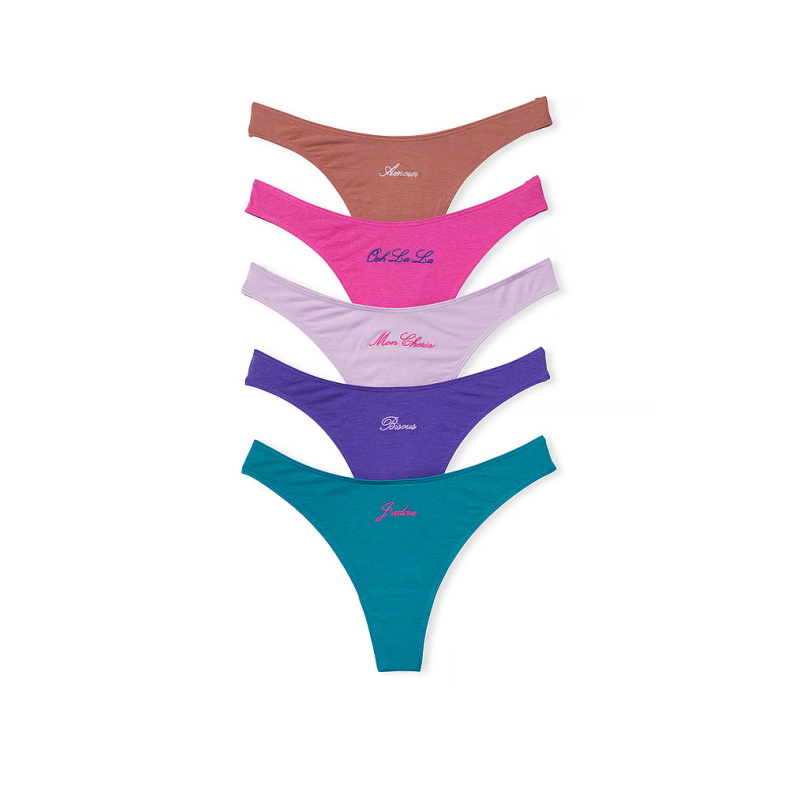 Трусики 5-Pack Stretch Cotton Macaron Thong Panties