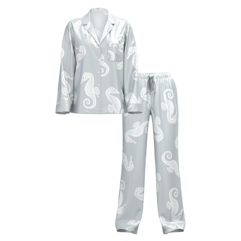 Піжама сатинова Satin Long Pajama Set Print