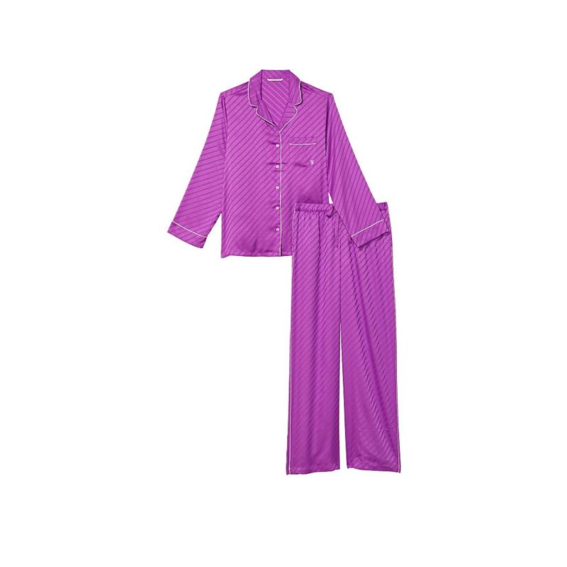 Піжама сатинова Satin Long Pajama Set Violet
