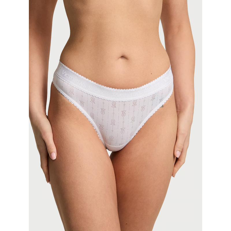 Трусики Logo Pointelle Thong Panty White