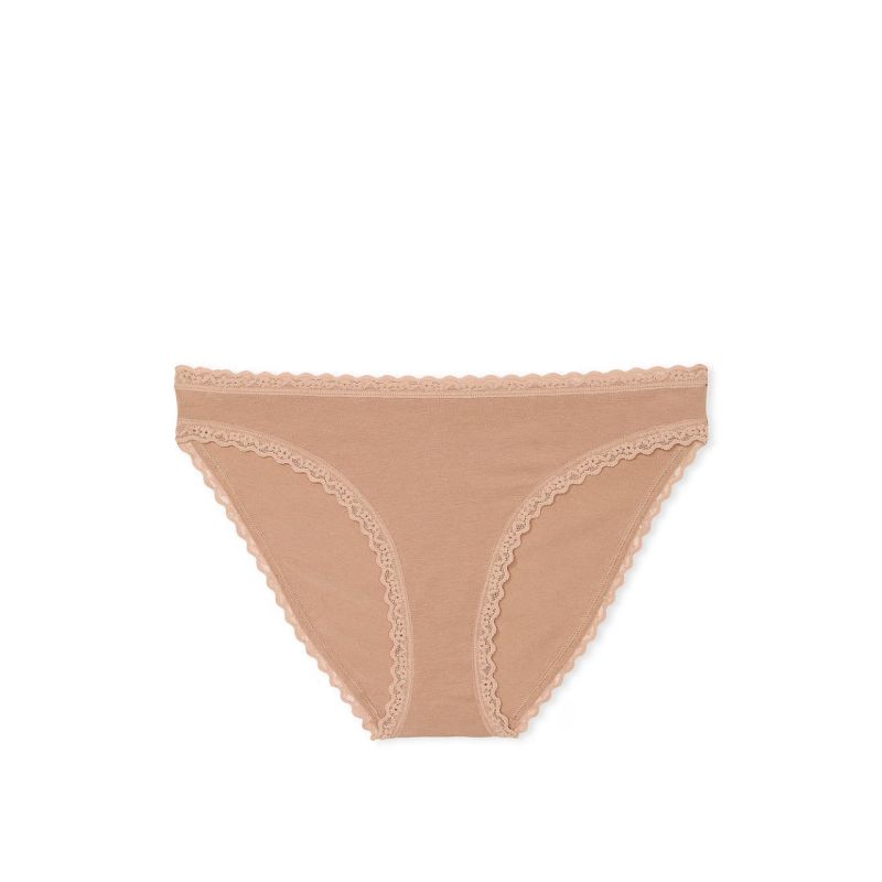 Трусики Cotton Lace-Waist Bikini Panty Praline