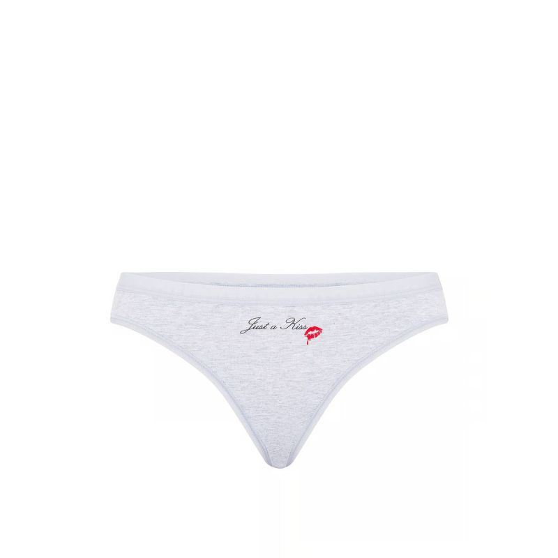 Трусики Stretch Cotton High-Leg Scoop Thong Panty Grey Just
