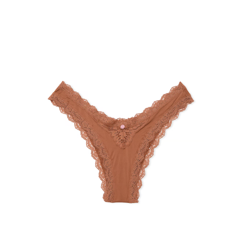 Трусики Dream Angels Lace Brazilian Panty Lace Trim Caramel