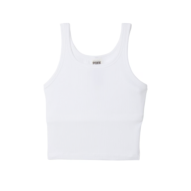 Топ в рубчик Pink Rib Crop Tank Top White