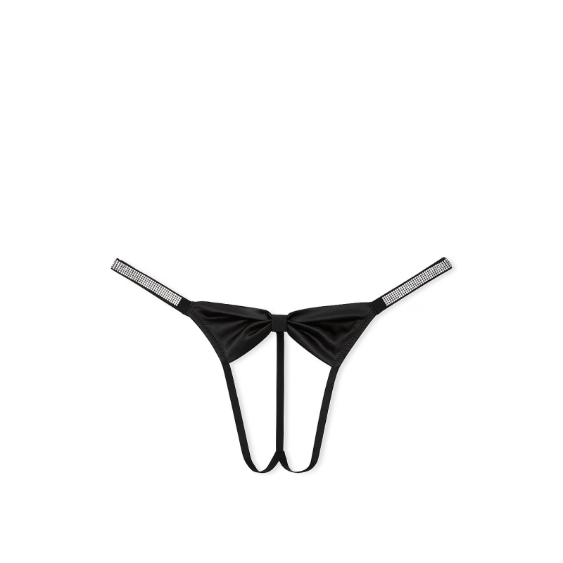 Трусики Shine Bow Satin Crotchless V-String Panty