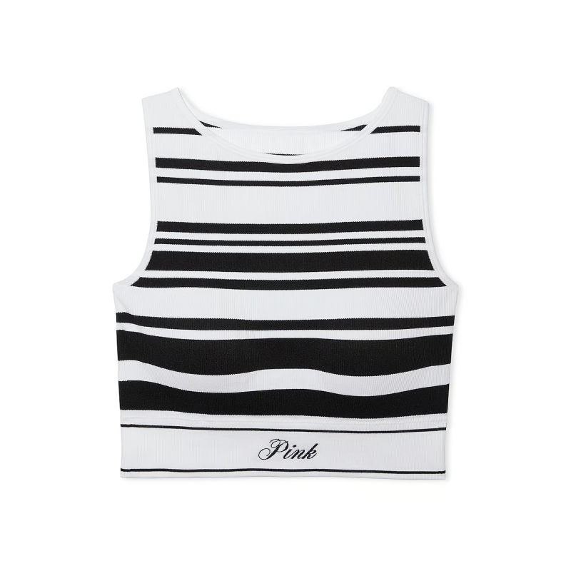 Топ-бра Bra Top Seamless High-Neck Bra Black & White Stripe