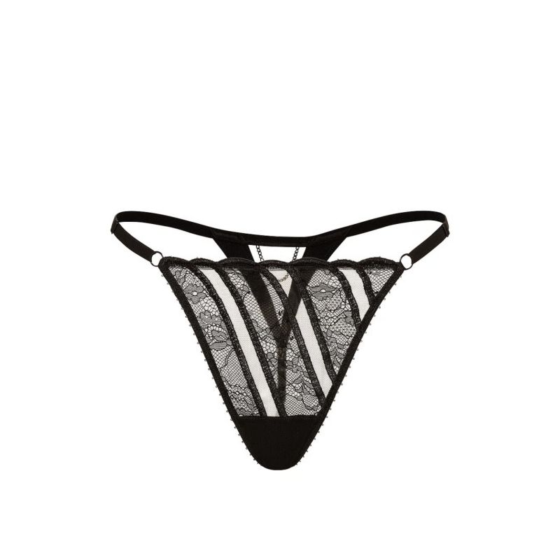 Трусики Desire Lines Embroidery Adjustable V-String Panty Black