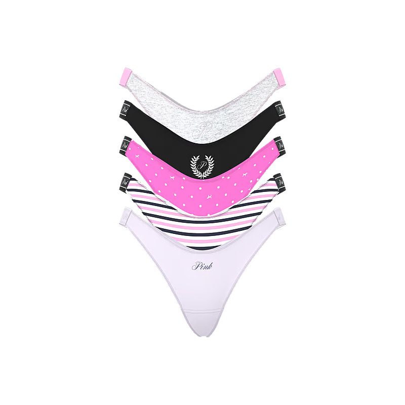 Набір трусиків VS 5-Pack Logo Cotton High-Leg Thong Panties Mix N
