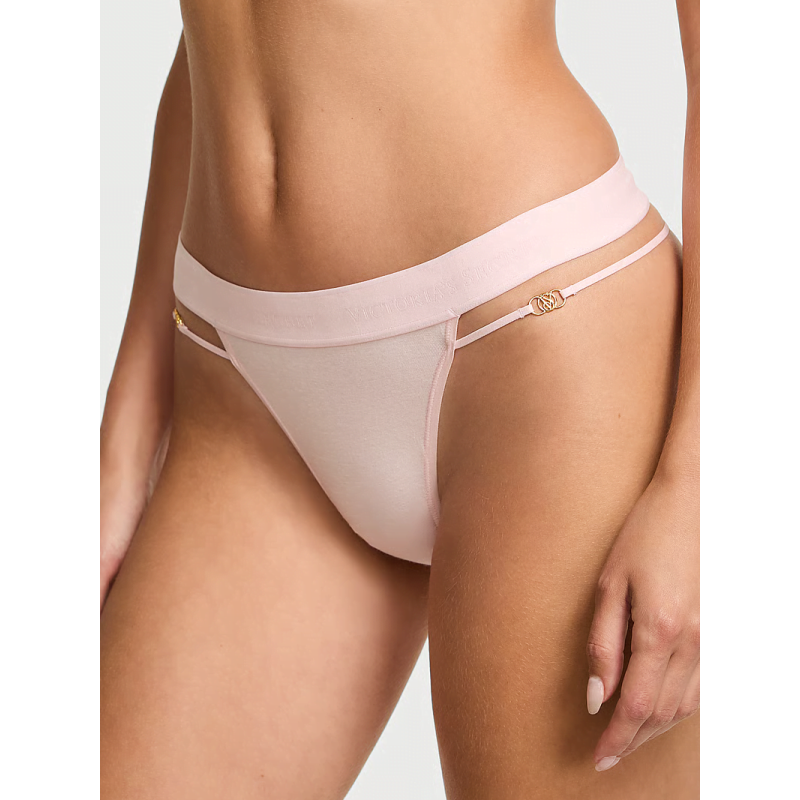 Трусики Logo Cotton Strappy Thong Panty Angel Pink VS