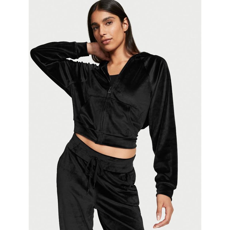 Велюровий спортивний костюм Velour Full-Zip Pure Black Graphic