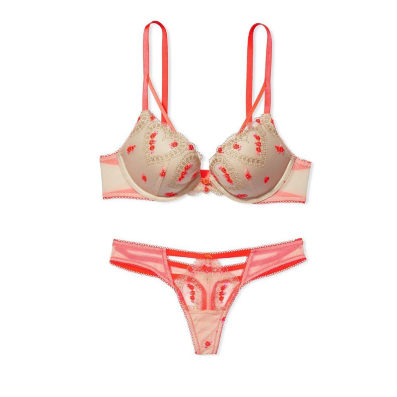 Комплект Push-Up Heart Embroidery Bra & Thong Panty