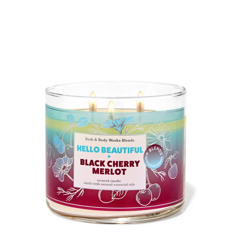 Ароматизована свічка Hello Beautiful Black Cherry Merlot 3-Wick Candle