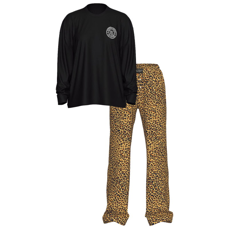 Піжама Flannel Long-Sleeve Tee-Jama Set Safari Gold Leopard