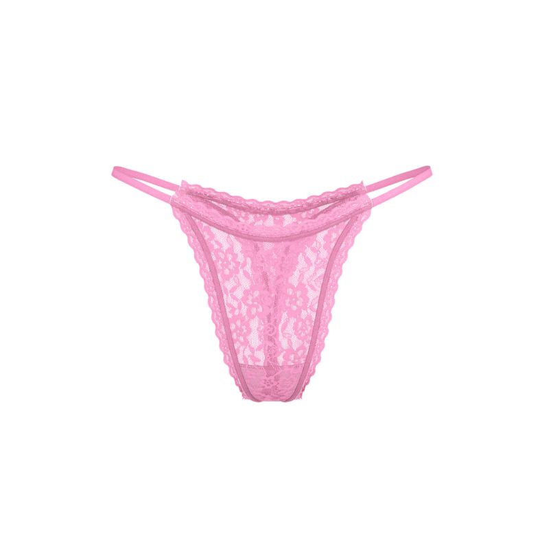 Трусики Lace String Thong Panty Neon Bubble Pink