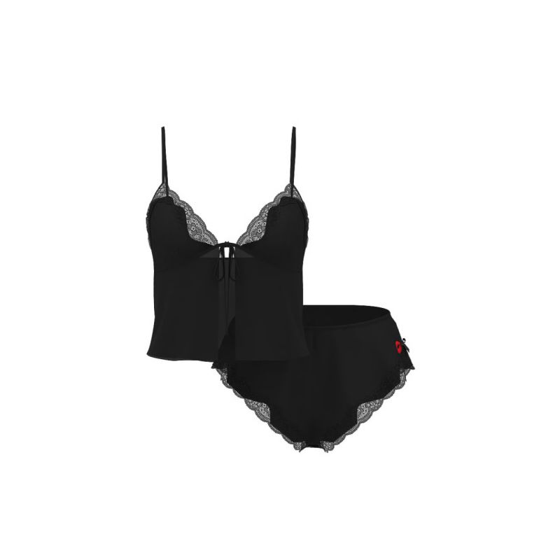 Піжама сатинова Tease Satin Chiffon Flyaway Cami Set Black