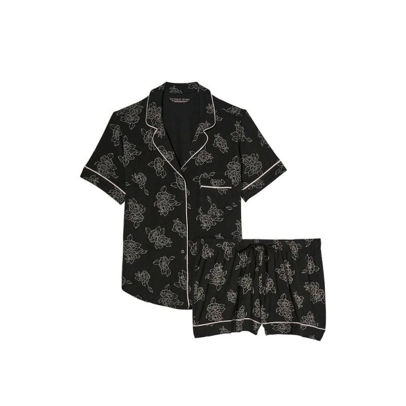 Піжама Modal Short Pajama Set Black Floral Victoria's Secret