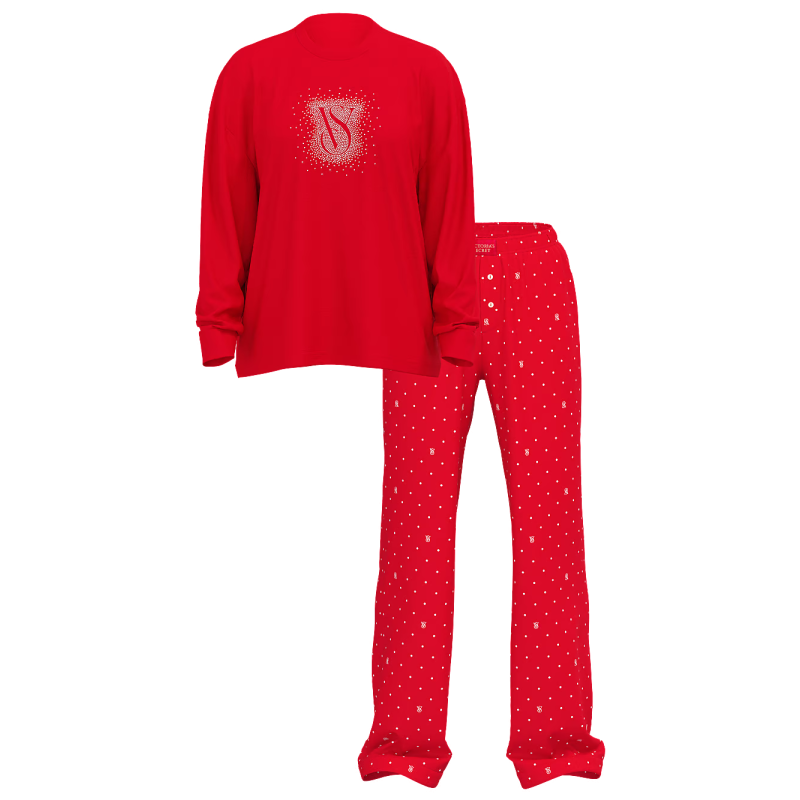 Піжама Flannel Long-Sleeve Tee-Jama Pajama Set Lipstick