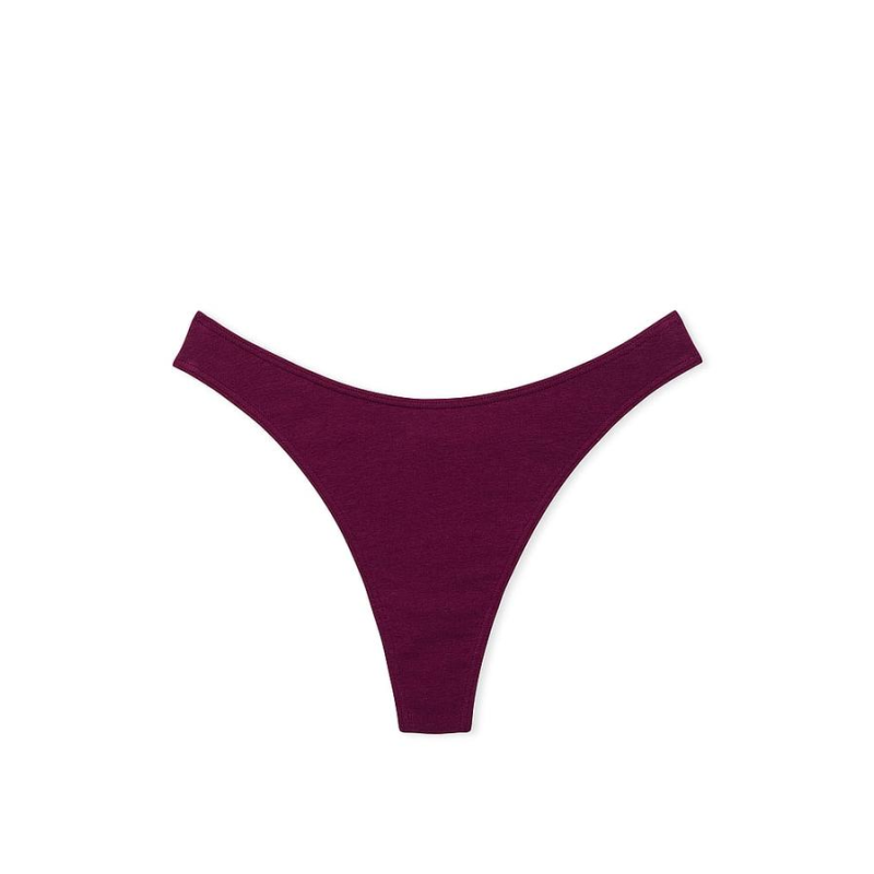 Трусики Stretch Cotton High-Leg Scoop Thong Panty Bordo