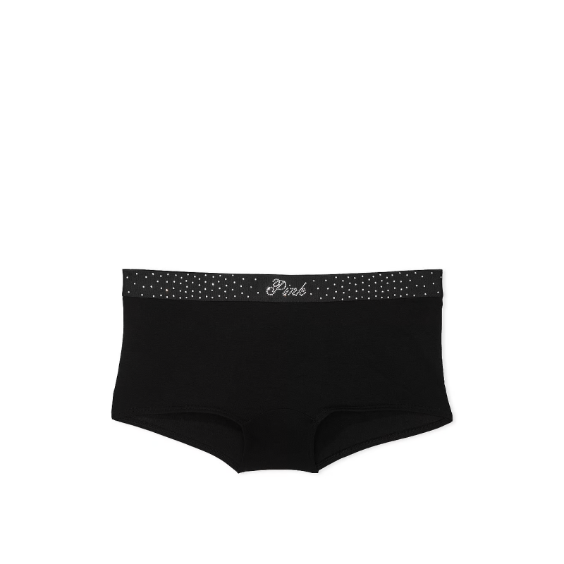 Трусики Logo Cotton Boyshort Panty Pure Black Diamante Waistband