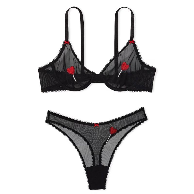 Комплект Tease Unlined Demi Bra Black Lollipops