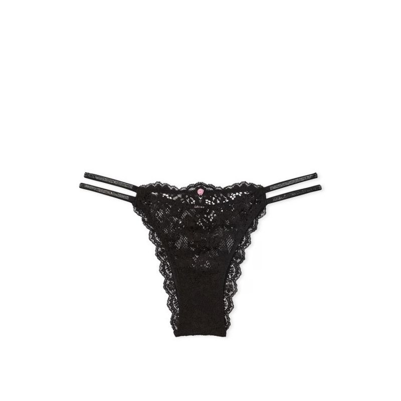 Трусики Dream Angel Twinkle Strap Lace Brazilian Panty Black