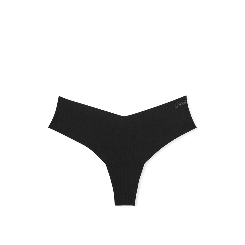 Трусики PINK No-Show Thong Panty Rib Black