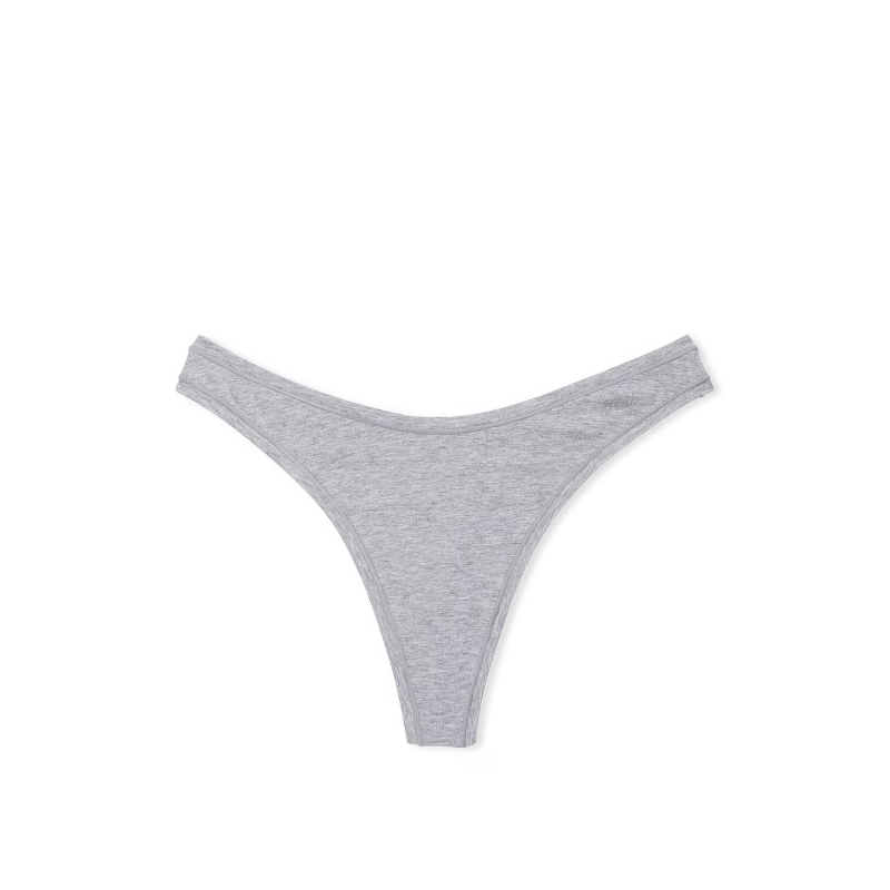 Трусики Cotton High-Leg Thong Panty Grey