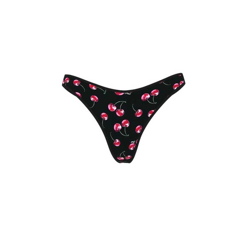 Трусики Cotton High-Leg Thong Panty Black Cherries