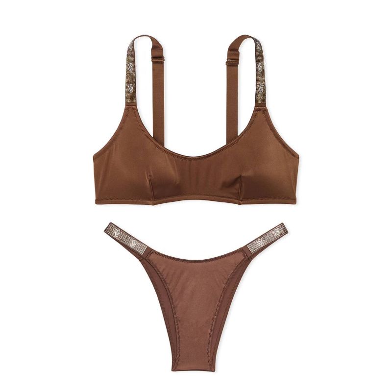 Комплект Shine Strap Scoop Bralette & Brazilian Panty Mousse