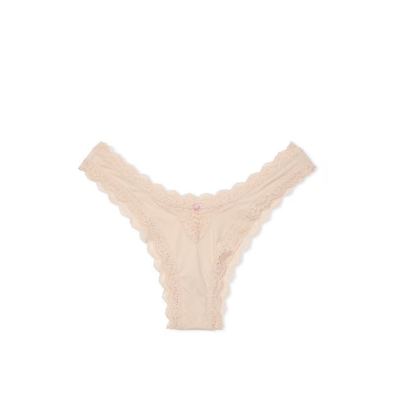 Трусики Dream Angels Lace Brazilian Panty Lace Trim Marzipan