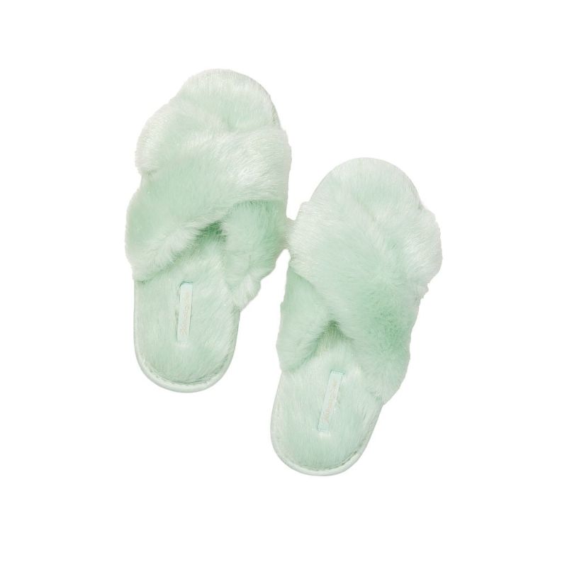 Домашні тапочки Criss Cross Faux Fur Slippers Soft Jade