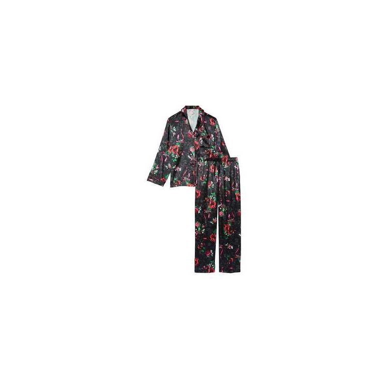 Піжама сатинова Satin Long Pajama Set Floral Print