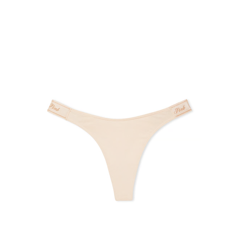Трусики Logo Cotton High-Leg Thong Panty Marzipan