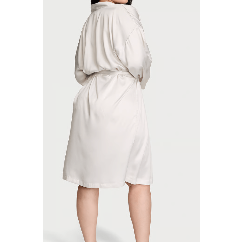 Сатиновий халат Satin Midi Robe Coconut White VS