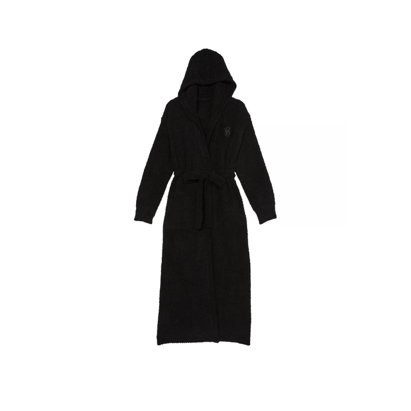 Халат довгий Chenille Hooded Long Robe Black