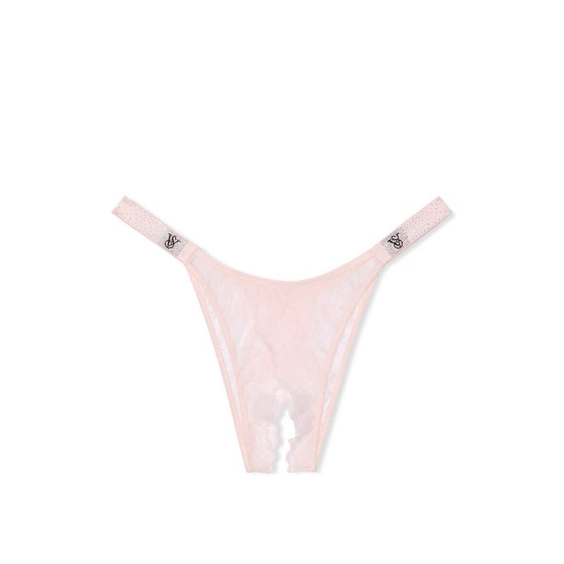 Трусики Scattered Shine Strap Crotchless Brazilian Panty Angel Pink
