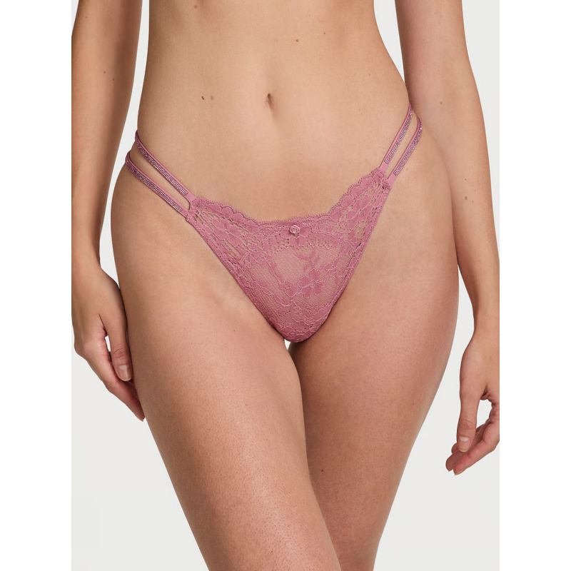 Трусики Dream Angels Twinkle Strap Lace Brazilian Panty Dusk Mauve