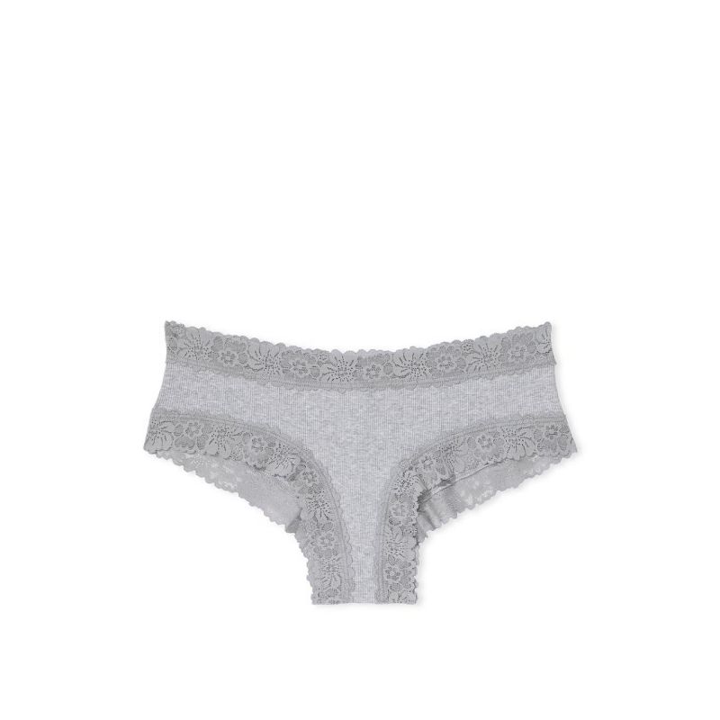 Трусики Lace Trim Cotton Cheeky Panty Grey