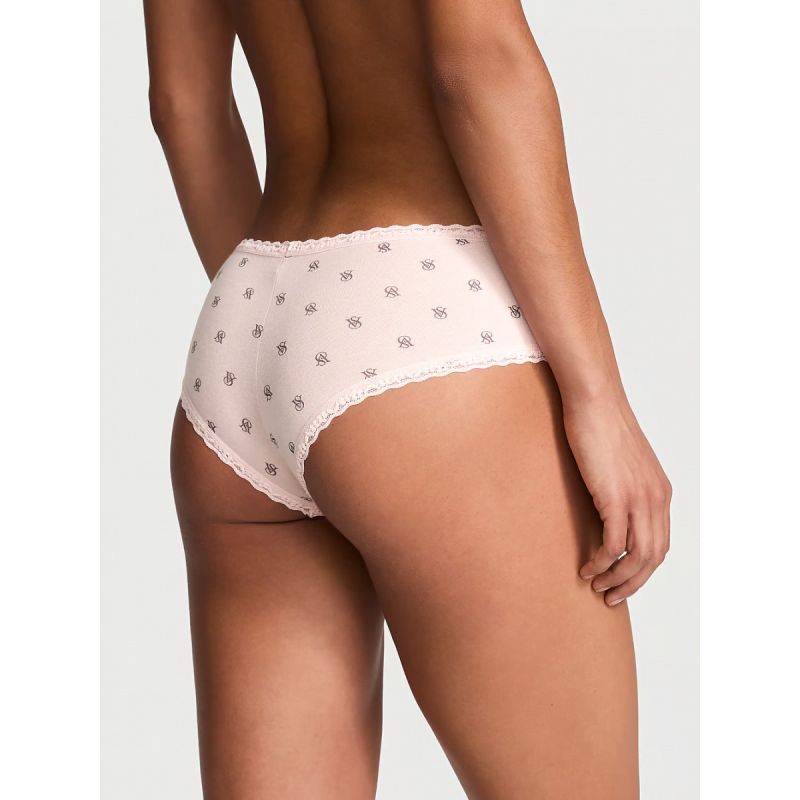 Жіночі трусики Cotton Lace-Waist Cheeky Panty Pink Logo Dots