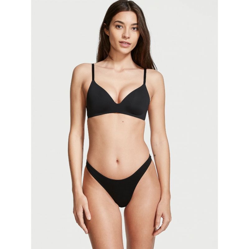 Трусики Stretch Cotton High-Leg Scoop Thong Panty Black